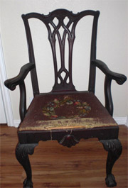 For Sale - Queen Anne transitional Chippendale style dining chair, Circa 1910