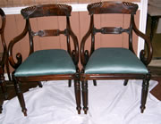Fantastic quality matching pair of late Regency / William 4th mahogany carver chairs