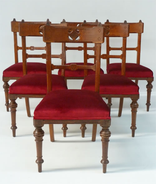 For Sale - Set of 6 Pitch Pine Victorian dining chairs