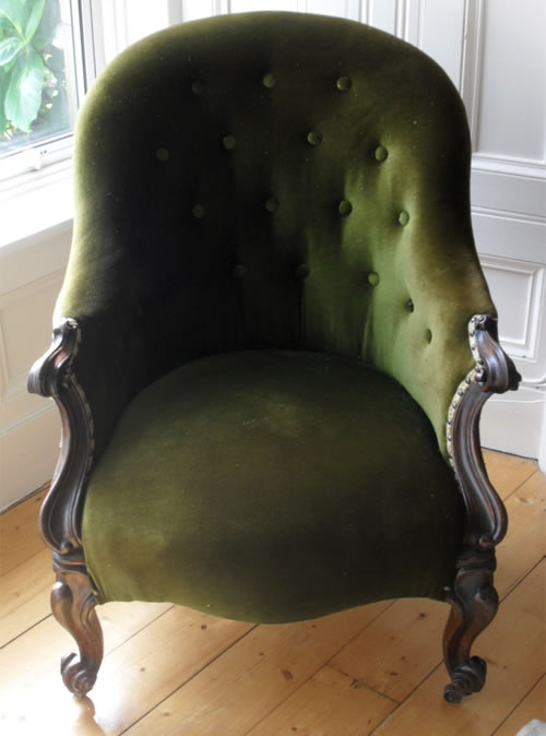 For Sale - An Elegant Rosewood Victorian Armchair with Button Back c1860